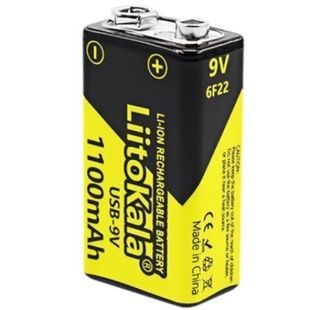 Акумулятор Крона 1100mAh LiitoKala USB-9V Чорний з жовтим
