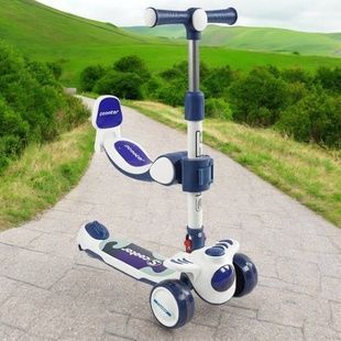 Самокат детский 3в1 с сидением Skyper MY-3844 Белый с фиолетовым