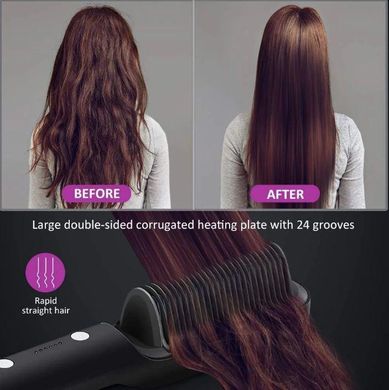 Гребінець-випрямляч Hair Straightener HQT-909 B з турмаліновим покриттям Чорний