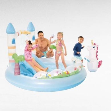 Игровой центр надувной Замок Единорога 234л 196х178х127см Intex 56148 NP Разноцветный
