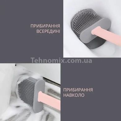 Щётка для унитаза силиконовая плоская Toilet Brush Розовая