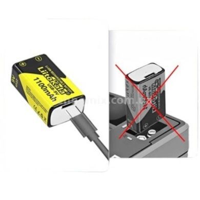 Аккумулятор Крона 1100mAh LiitoKala USB-9V Черный с желтым