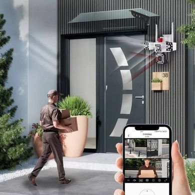 Камера видеонаблюдения с 3 линзами обзор 360 Wi-Fi Серая