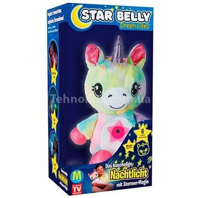Детская плюшевая игрушка Star Belly Единорог ночник-проектор звёздного неба Радужный