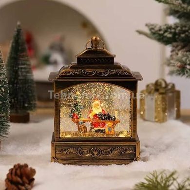 Новорічний нічник Урожай ліхтар Санта за столом XMAS WDL-24072D Коричневий
