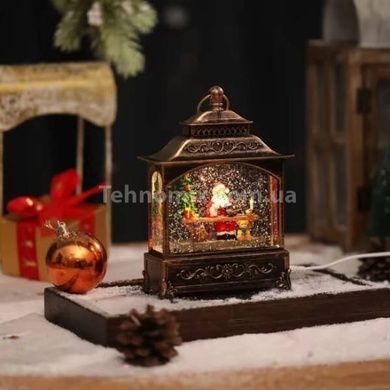 Новорічний нічник Урожай ліхтар Санта за столом XMAS WDL-24072D Коричневий