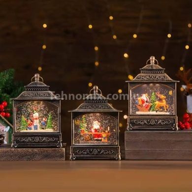 Новорічний нічник Урожай ліхтар Санта за столом XMAS WDL-24072D Коричневий