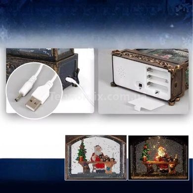 Новорічний нічник Урожай ліхтар Санта за столом XMAS WDL-24072D Коричневий