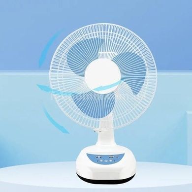 Вентилятор акумуляторний 9V/4500 мАг із сонячною панеллю 12 та 2 лампочками LED SONALAS