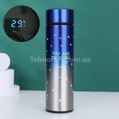 Термос с индикатором температуры 500мл Темно синий градиент