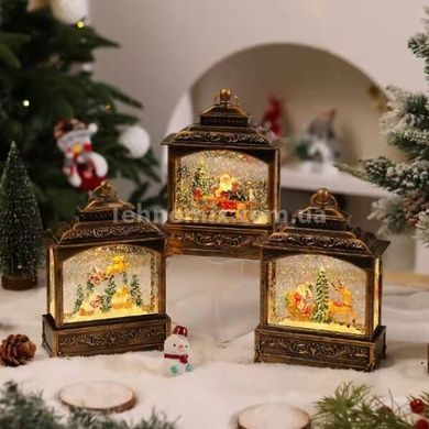 Новорічний нічник Урожай ліхтар Санта за столом XMAS WDL-24072D Коричневий
