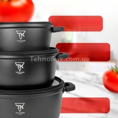 Набор кастрюль и сковорода с крышками с антипригарным покрытием 10 предметов Тор Kitchen ТК00050 Черный матовый