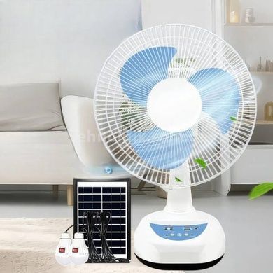 Вентилятор акумуляторний 9V/4500 мАг із сонячною панеллю 12 та 2 лампочками LED SONALAS