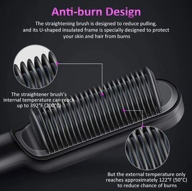 Расческа-выпрямитель Hair Straightener HQT-909 B с турмалиновым покрытием Черный