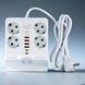 Удлинитель сетевой фильтр с беспроводной зарядкой 5м LED, 4-220V, 4-USB, 2-PD Type-C PNS-07 Белый