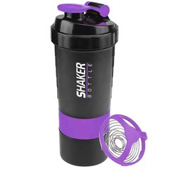 Шейкер 3-х камерный для спортивного питания Spider Bottle Черно-Фиолетовый