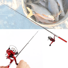 Складна міні вудка 100 см Fish Anywhere, Anytime, Best gift for Fishing Червона