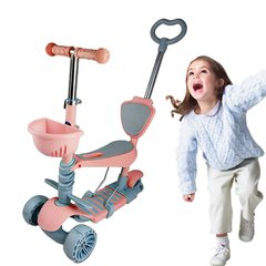 Дитячий самокат триколісний children's Scooter з батьківською ручкою Рожевий
