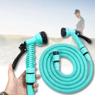 Шланг поливочный растягивающийся 15м с насадкой для полива EXPANDABLE GARDEN HOSE K-50FT Бирюзовый