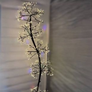 Дерево с пышными соцветиями декоративное с подсветкой 1.8м 1500LED от сети Черный ствол , теплый свет