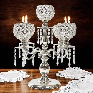 Свічник металевий на 5 свічок Mini Crystal Сріблястий