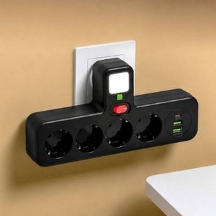 Сетевой фильтр-разветвитель 4*220V, 2*USB, 1*PD Type-C PNS-04 Черный