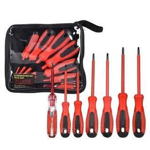 Набір діелектричних викруток у чохлі 7шт Screwdriver Set Червоні з чорним