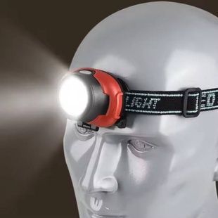 Фонарь налобный на батарейках 1802-COB+LED Черный с красным