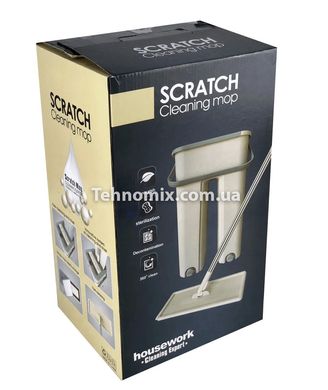 Комплект для уборки ведро и швабра с отжимом Scratch 8л с укрепленной ручкой Бежево-серый