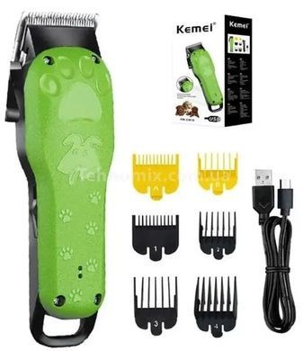 Машинка для стрижки животных Kemei Km-Cw10 USB Зеленая
