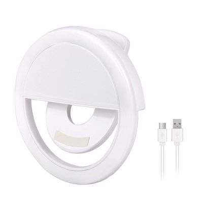 Светодиодное селфи-кольцо с USB-зарядкой Selfie Ring Light Белый
