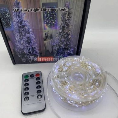 Гірлянда роса лінійна внутрішня світлодіодна 100м 1000LED з пультом USB Біле світло, сірий дріт