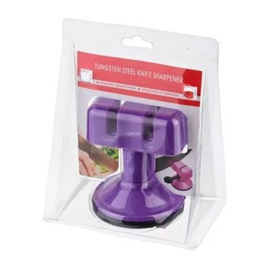 Стругачка подвійна для ножів на присосці tungsten steel knife sharpener Фіолетова