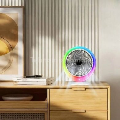 Вентилятор настольный аккумуляторный с подсветкой LED RGB, TYPE-C VU-04/JKJ-103 Белый