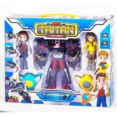 Трансформер из 3-х машинок + фигурки героев Tritan