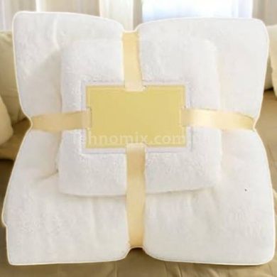 Набор полотенец 2шт 145*80см и 75*35см Towel blanket 521-2415 Белый