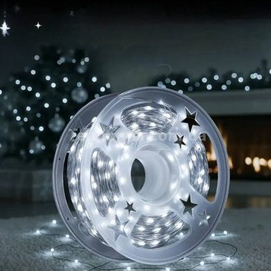 Гірлянда роса лінійна внутрішня світлодіодна 100м 1000LED з пультом USB Біле світло, сірий дріт