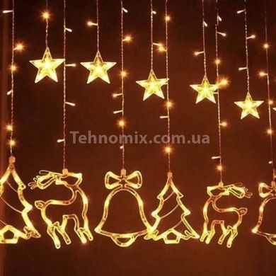 Гірлянда Штора дзвіночок олень зірочки 12 фігур від USB
