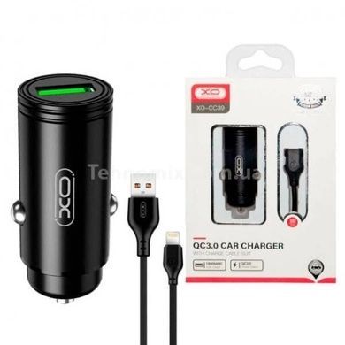 Автомобільний зарядний пристрій XO CC39 QC3.0 18W Car charger with Micro Чорне