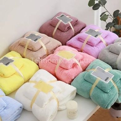 Набор полотенец 2шт 145*80см и 75*35см Towel blanket 521-2415 Белый
