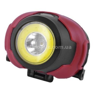 Фонарь налобный на батарейках 1802-COB+LED Черный с красным