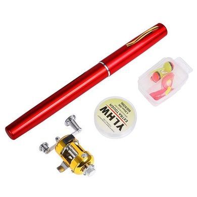 Складная мини удочка 97 см Fishing Rod In Pen Case Red