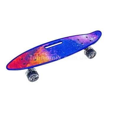 Пенни борд со светящимися колесами PU Penny Board Scale Sports Universe Синяя галактика