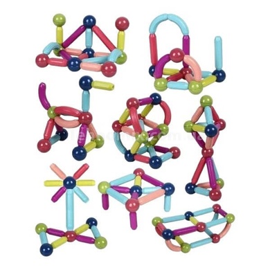 Большой набор Магнитный конструктор в боксе Цветной