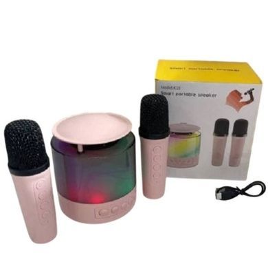 Колонка портативна з 2 караоке мікрофонами Bluetooth LED К19
