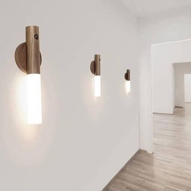 Лампа беспроводная настенная с датчиком движения Induction lamp Дерево