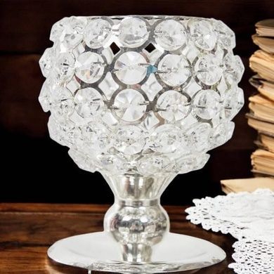 Подсвечник металлический на 5 свечей Mini Crystal Серебристый