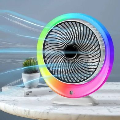 Вентилятор настольный аккумуляторный с подсветкой LED RGB, TYPE-C VU-04/JKJ-103 Белый