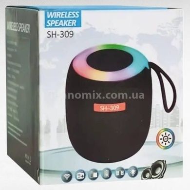 Колонка аккумуляторная Bluetooth с подсветкой SH 309 BT BLK/BLUE/SILVER Серая