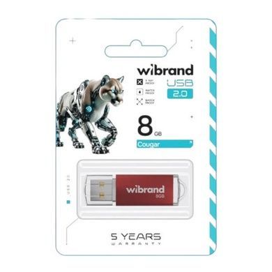 Флеш-накопичувач Wibrand USB 2.0 Cougar 8Gb Червоний